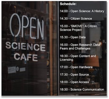 Open Science Cafe schedule poster